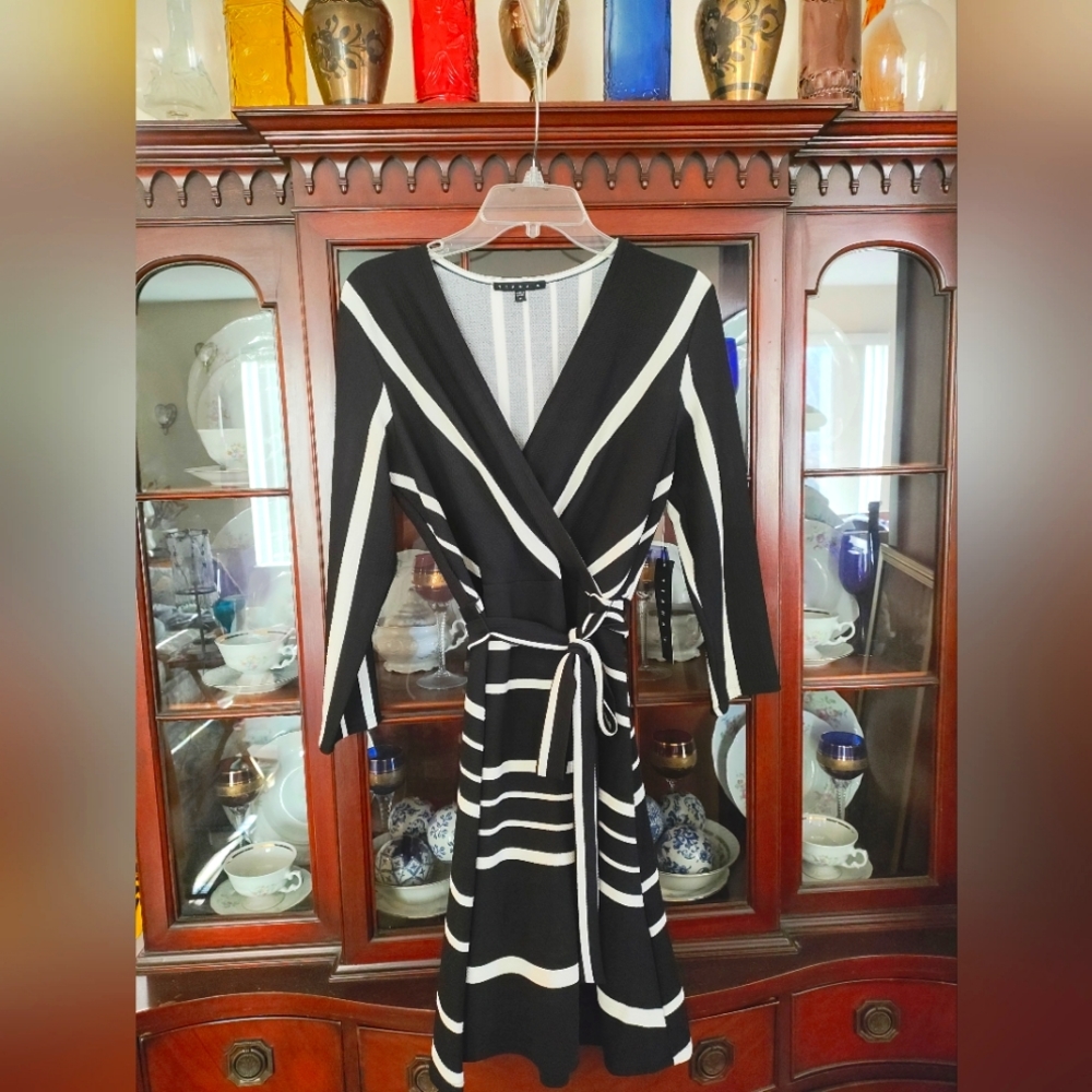 Black and white striped dress
